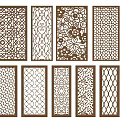 Multiple Decorative Room Dividers With Intricate Carved Patterns For Home 3d model