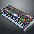 Modern Home Electronic Keyboard Featuring Black White Keys Colorful Knobs And Buttons 3d model