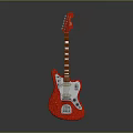Red Glittery Electric Guitar With Shiny Body Chrome Pickups And Smooth Wooden Neck