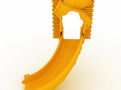 Yellow Playground Equipment With Curved Slide And Staircase Design For Kids 3d model