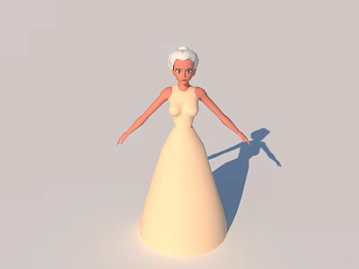 Cute little girl toy Barbie doll 3d model