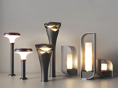 Modern Outdoor Lights With Various Stylish Designs For Garden Illumination 3d model