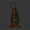 Vintage Copper Lanterns With Glass Shades Metal Hooks And Decorative Bases On Dark Background