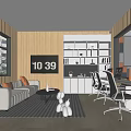 Artistic Book Art Studio Interior With Blue Orange Square Walls And Art Book