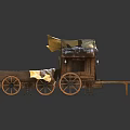 Wooden Ancient Vehicle Model With Canopy Wheels And Carriage Structure Ladder