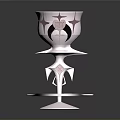 Elegant Silver Goblet With Intricate Star Shaped Details And Spiked Base Stand