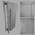 Swing Door in Brown and White with Vertical Stripes and Black Handle
