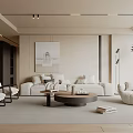 Modern Minimalist Living Room Interior With Neutral Tones Sofas Armchairs And Art