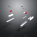 Modern Structural Design With White Red Geometric Components And Sleek Elements