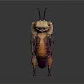 Fantasy Insect Game Movie Character With Long Antennae Red Eyes Claws And Pink Orange Body