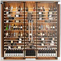 Stylish Wine Cabinet With Neatly Arranged Various Wine Bottles And Glasses
