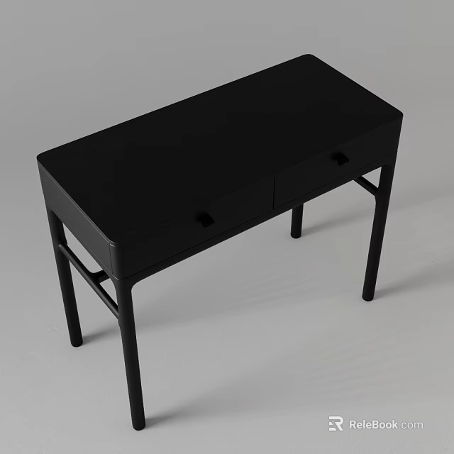 Modern Black Dressing Table With Two Drawers And Sleek Wooden Design 3d model