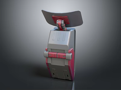 Red And Gray Mechanical Equipment With Extended Top Panel And Compact Structure 3d model