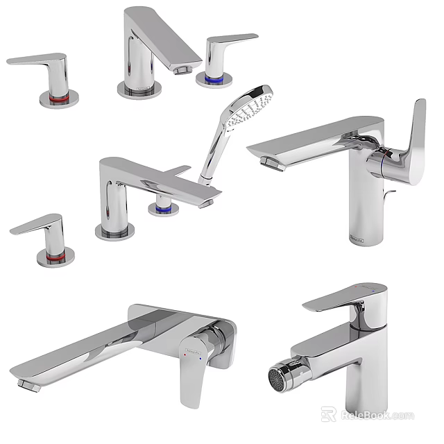 Various Modern Chrome Faucet Designs for Kitchen and Bathroom Use 3d model 