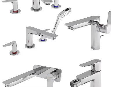 Various Modern Chrome Faucet Designs for Kitchen and Bathroom Use 3d model