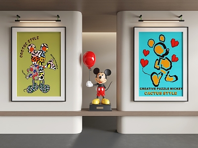 Cartoon Painting Cartoon Decorative Painting Mickey Painting 3d model