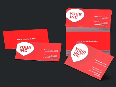 Red Business Cards And Envelopes With Company Logo And Website URL Design 3d model