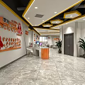 Modern Hotel Lobby Interior With Marble Floor Reception Desk Digital Screen And Seating Area