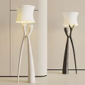 Modern Floor Lamp With Unique Curved Stand White Lampshade And Two Color Options