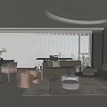 Modern Living and Dining Room Interior With Sofa Dining Table Chairs And Round Ceiling Light 3d model