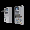 Smart Electric Meter Front And Internal Structure With Digital Display And Wiring Components