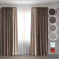 Elegant Brown Linen Curtains With Sheer White Layer And Multiple Fabric Options 3d model