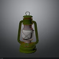 Vintage Green Lantern With Metal Frame And Glass Shade Classic Design