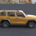 Yellow Retro Style SUV With Tough Design Black Accents Front Grille And Round Headlights