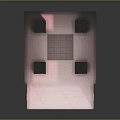 Industrial Rock Wall Interior With Pink Floor Metal Platform Front Screen And Ceiling Design