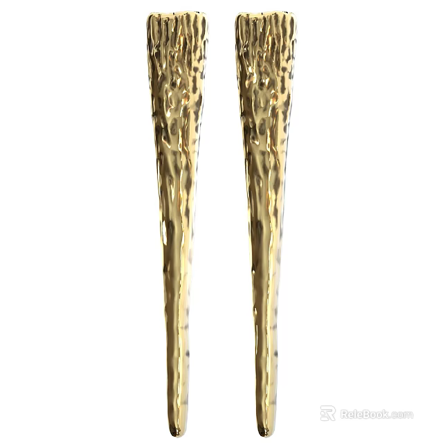 Golden Textured Metallic Cabinet Handles with Modern Decorative Design for Furniture Doors 3d model 
