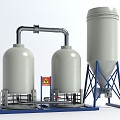 Modern Style Industrial Equipment Mechanical Boiler Fermentation Barrel Drying Tower Water Tank 3d model