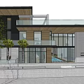 Modern Detached Villa With Glass Facade Wooden Exterior Balcony And Swimming Pool