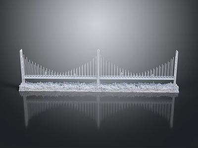 3D Rendered Modern Bridge Landscape With White Metal Frame Gray Base And Black Reflective Surface 3d model
