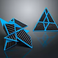 Commercial Equipment Geometric Shapes With Blue Frames And Black Carbon Fiber Texture Structured Design