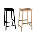 Modern Stylish Bar Stools Featuring Black And Light Wood Design For Kitchen 3d model