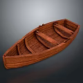 Simple Design Handcrafted Wooden Boat With Interior Planks On Gray Background