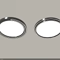 Two Round Modern Ceiling Lights With Black Frame And White Light 3d model