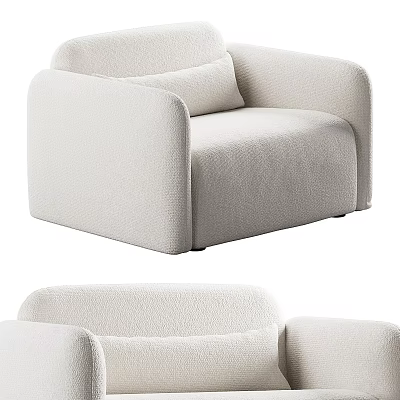 Cream Single Sofa With Soft Upholstered Fabric And Modern Minimalist Design 3d model
