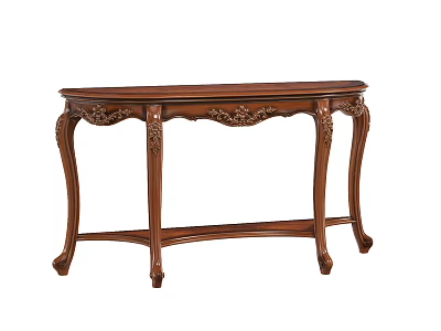 Elegant Classical Wooden Console Table With Carved Details And Decorative Legs 3d model