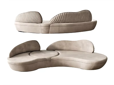 Modern Curved Sectional Sofa With Soft Beige Upholstery And Comfortable Seating 3d model