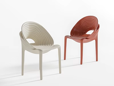Modern Curved Design Dining Chairs In White And Red Color Options 3d model
