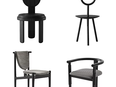 Modern Dining Chairs With Wooden Frames And Upholstered Seats In Various Designs 3d model