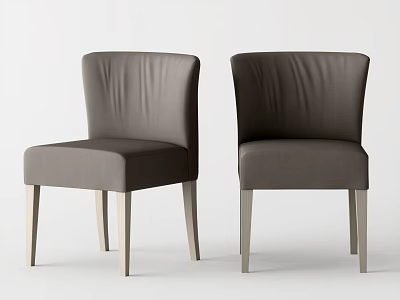 Gray Dining Chairs With Curved Backrest And Sleek Wooden Legs Design 3d model
