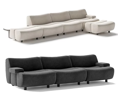 Modern Modular Sectional Sofa Light Gray and Dark Gray Fabric Upholstered Comfortable Seating Design 3d model