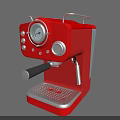 Red Coffee Machine As Modern Kitchen Appliance With Vintage Design Control Knobs And Pressure Gauge 3d model