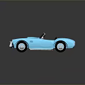 Blue Classic Convertible Sports Car With Shiny Body And Chrome Details