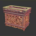 Traditional Wooden Carved Box With Intricate Floral Figure Patterns And Vibrant Color Accents