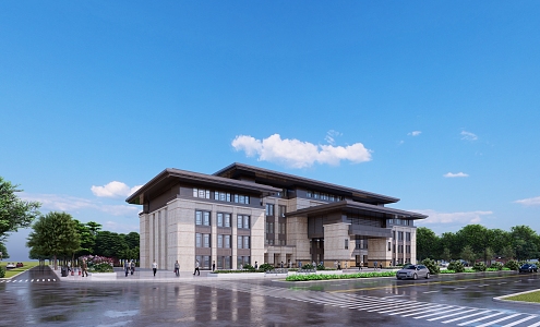 New Chinese style office building administrative complex building 3d model