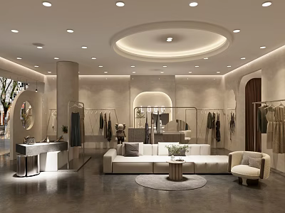 Elegant Modern Luxury Clothing Store Interior Design With Cozy Lounge And Stylish Apparel Displays 3d model