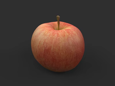 Botanical Art Illustration Of Red Apple With Stem On Black Background 3d model